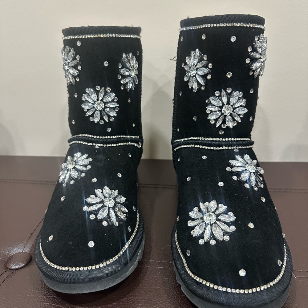 Black Boots with Silver Embellishments